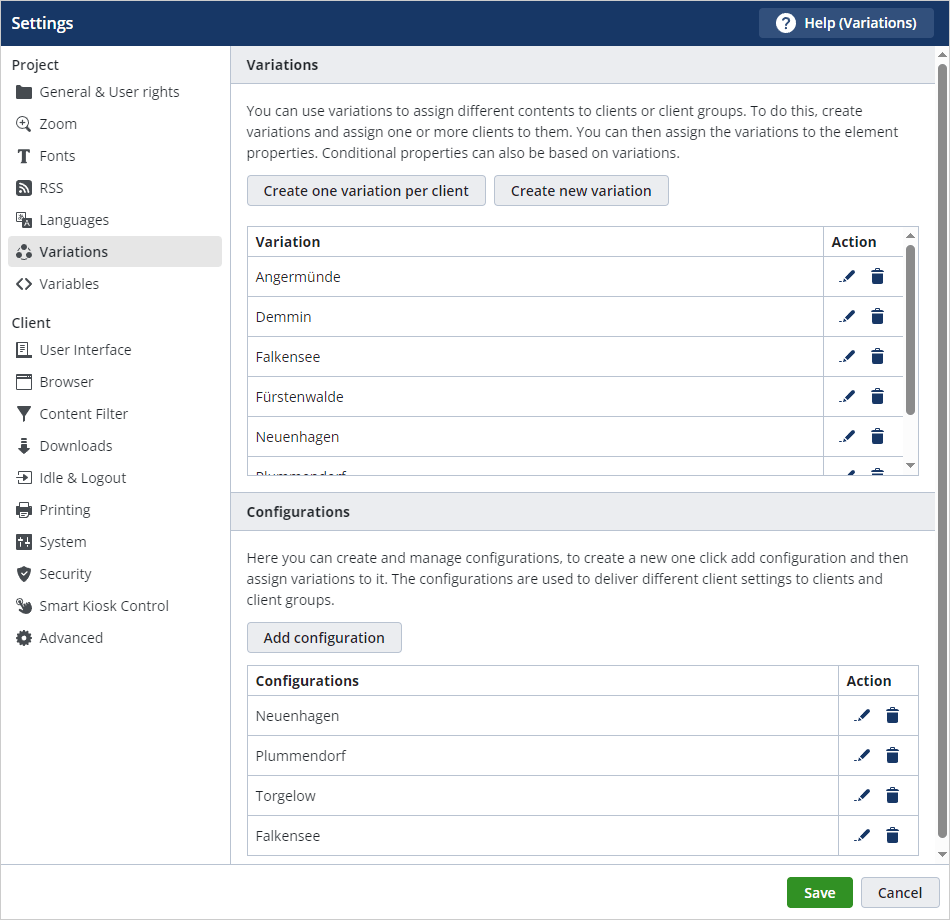 Figure 4: Insight into the location variations within SiteKiosk  Online